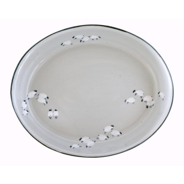 14"Oval Dish - Sheep