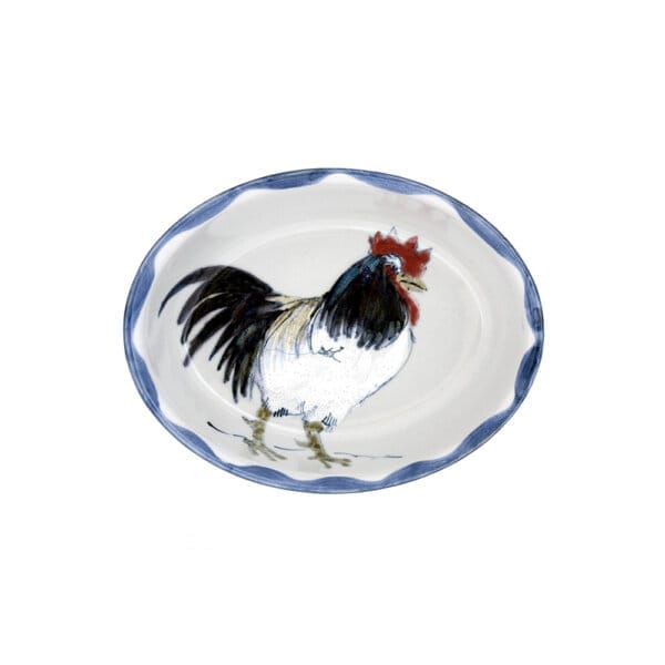 0586CKR_10in 10" Oval Dish-Cockerel