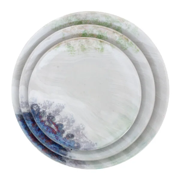 Geo Dinner Plate - White Water