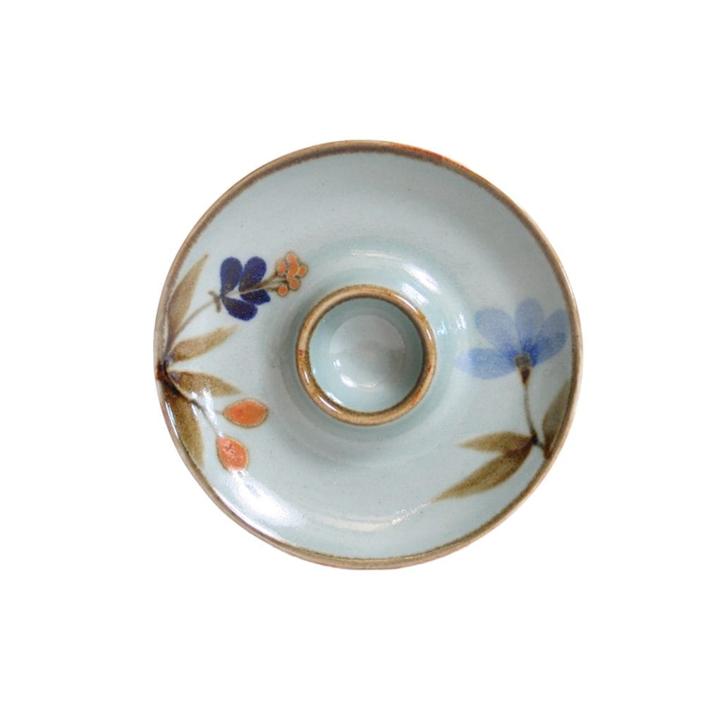 Egg Saucer Celadon Floral Highland Stoneware
